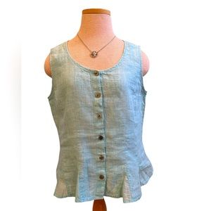 J.Jill turquoise linen top size 8